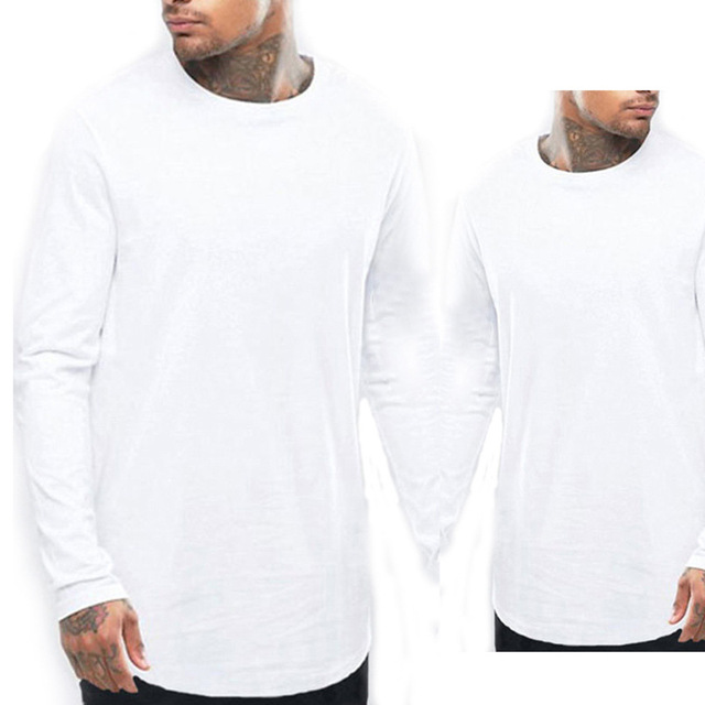 Long sleeve European hip hop zipper long sleeve T-shirt high street circular arc round neck top