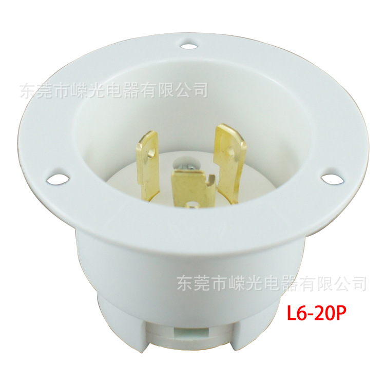 LK-6322FINEMA引挂式插头L6-20P公头UL 20A 250V暗装法兰式CUL
