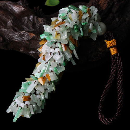 Jade Burmese Jade Ice Three Colors Ice Luster Car Safety Pendant Car Interior Decorative Amulet Car Ornament Gift Idea