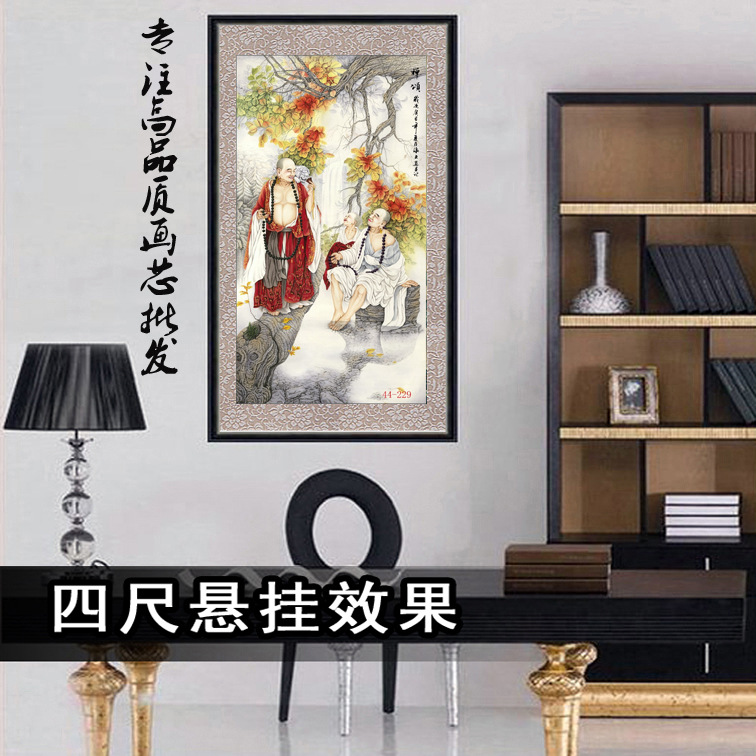 44-229国画字画工笔人物画 罗汉图 寺庙宗教装饰画高仿真画芯批发