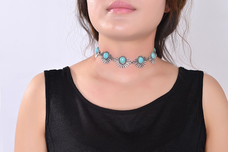 Vintage Style Geometric Alloy Inlay Turquoise Women's Choker display picture 1