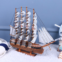 帆船摆饰工艺品 办公室原木色仿真模型摆件组装帆船装饰批发
