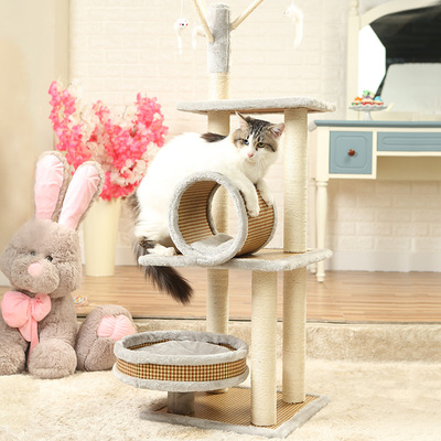 MOON&LOVE猫爬架猫窝一体实木多层猫架剑麻绳猫抓柱跳台批发