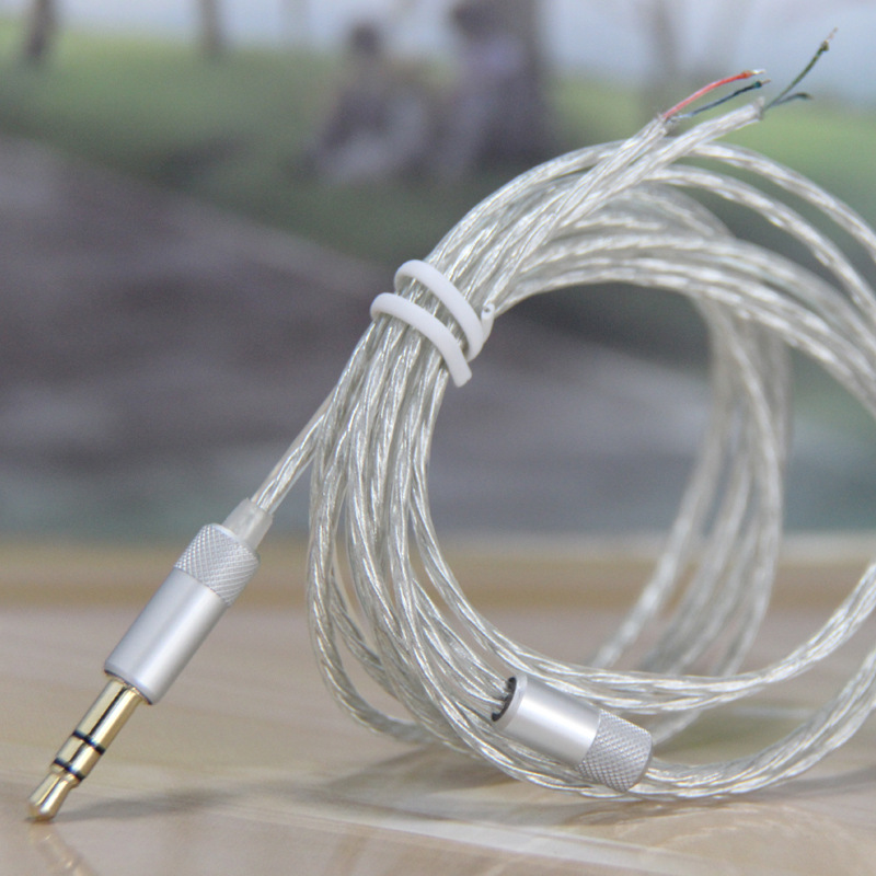 DIY耳机线  耳机线批发 高档仿镀银线  透明MP3耳机线