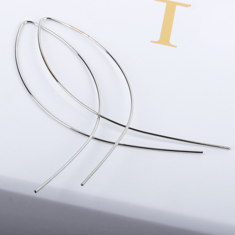 Simple Cross Fish Ear Studs Leaf Ear Studs Gold Plated Silver Black Stud Earrings Wholesale display picture 4