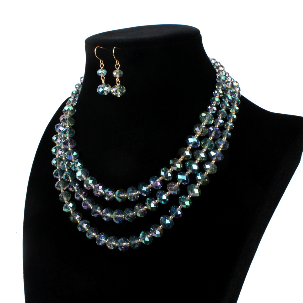 Occident and the United States Glassnecklace (Silver)NHCT0106-Silver