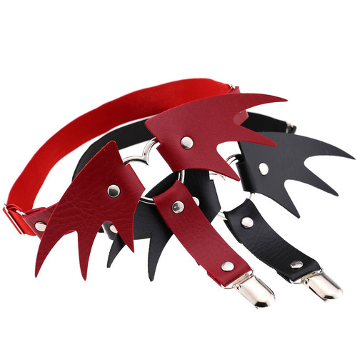 Western punk heart leather garter belt street style night club exaggerated Halloween wings leg ring ankle ring garter clip