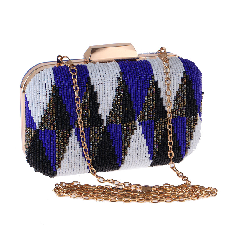 Casual Women's Bag Hand Holding Evening Party Bag Small Square Bag High-end Contrast Color Beaded Embroidered Bag display picture 1