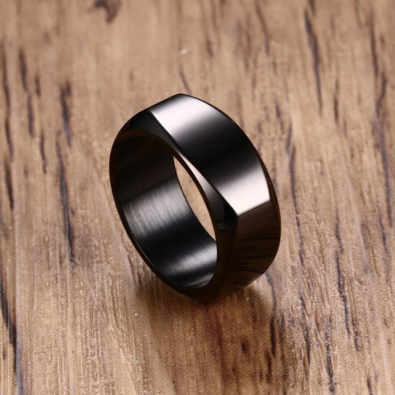 Retro Solid Color Titanium Steel Rings 1 Piece