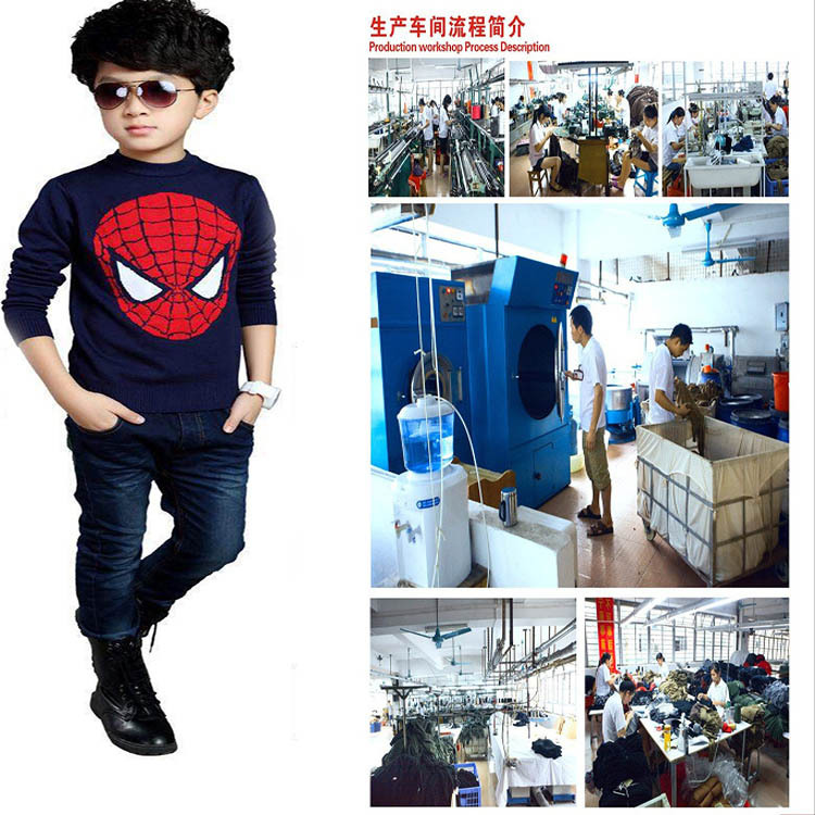 Boy Spring Spider-Man Cartoon Base coat T-shirts leisure time sweater Domestic and foreign Custom Factory