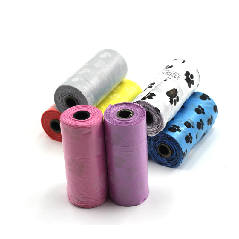 Impresión de mascotas bolsa de basura bolsa de limpieza 15 piezas conveniente perro recogida bolsa de basura fábrica de Ventas Directas