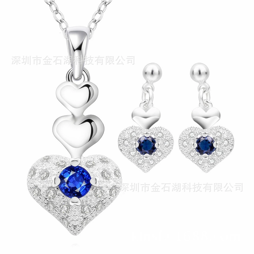Аксессуар, сердце из циркония, подвеска, ожерелье, цепочка, набор, ebay