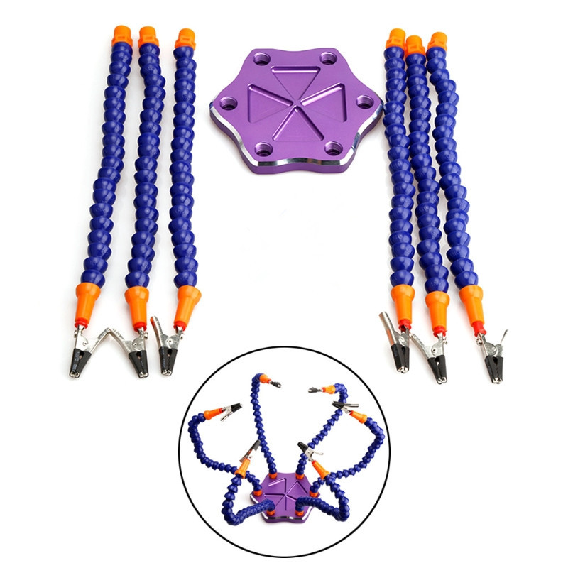 Soldering the 6-claw multi-functional aluminum alloy welding station model aircraft accessory XT60 flight controller PCB board on the 6-claw workbench