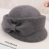 Demi-season hair cap, fashionable elegant hat, woolen decorations with bow, wholesale