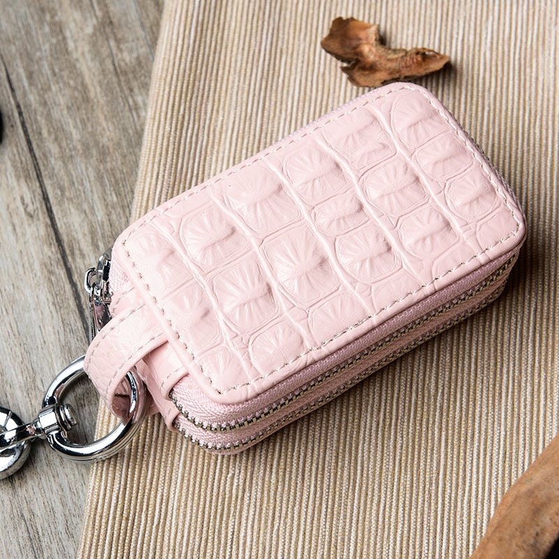 Caso clave patrón de cocodrilo cuero de las mujeres caja de la llave del coche de gran capacidad primera capa de piel de vaca de doble capa antirrobo puerta clave caso