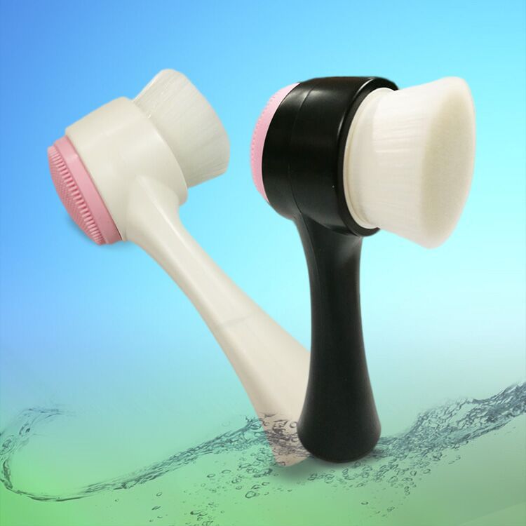 076 New Hot 3D Two-sided Wash brush silica gel Cleansing brush Standing Foundation brush Black Brush