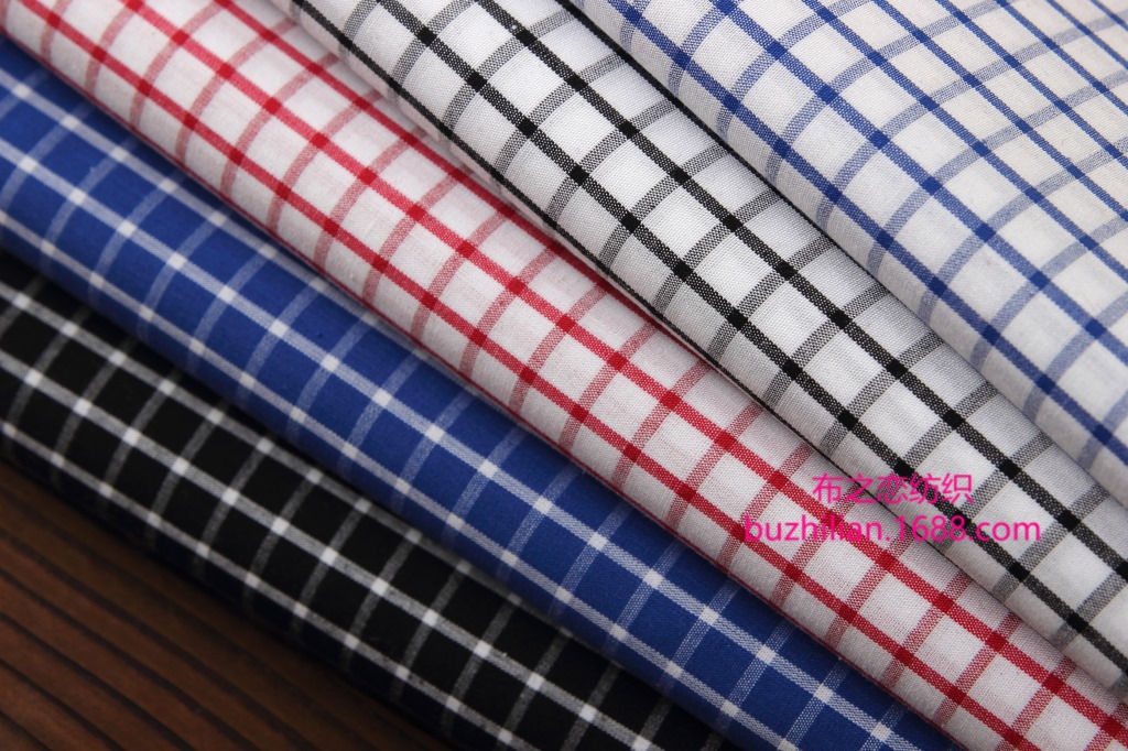 厂家现货供应 全棉面料 全棉小方格 时尚衬衫 春秋休闲服装面料等