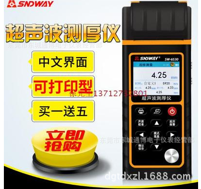 超声波测厚仪SW-6530钢板/陶瓷/玻璃/塑料管壁测厚仪（打印功能）