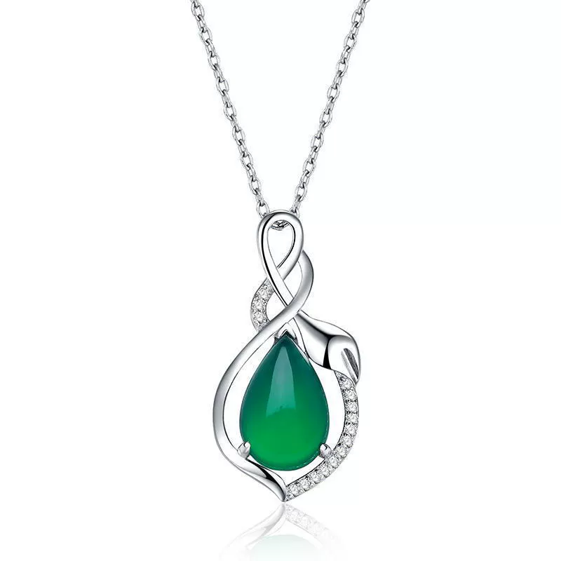 Подвеска-небольшой Jade цепь с 30% серебра и покрытием белого золота, 45 см / вариант без цепи