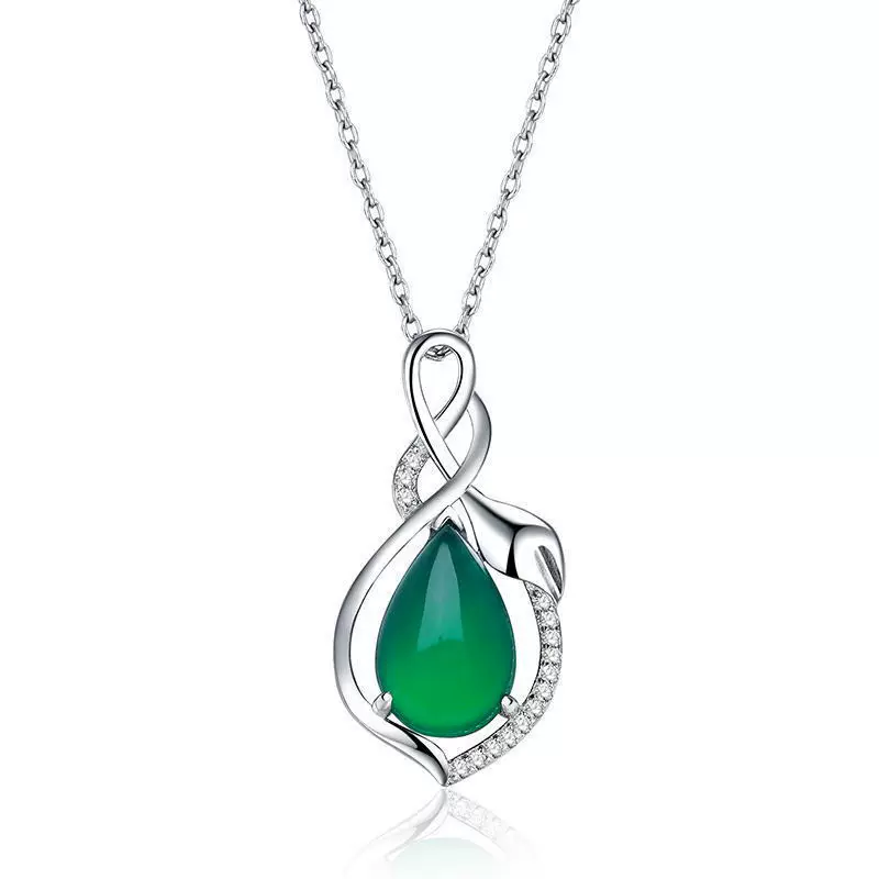 Подвеска-небольшой Jade цепь с 30% серебра и покрытием белого золота, 45 см / вариант без цепи