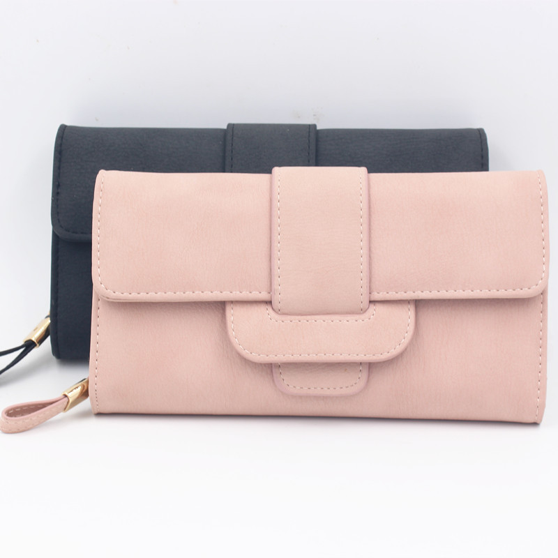 2020外贸钱包跨境日韩小清新三折长款钱包大容量手机包搭扣手拿包|ru