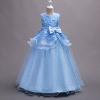 Long children's school evening dress, wedding dress, small princess costume, European style, suitable for teen, flowered