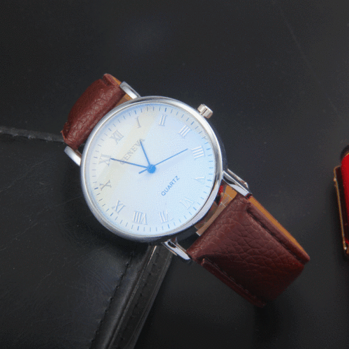 GENEVA蓝光手表罗马字面时尚男士表皮带石英手表淘宝微商男表