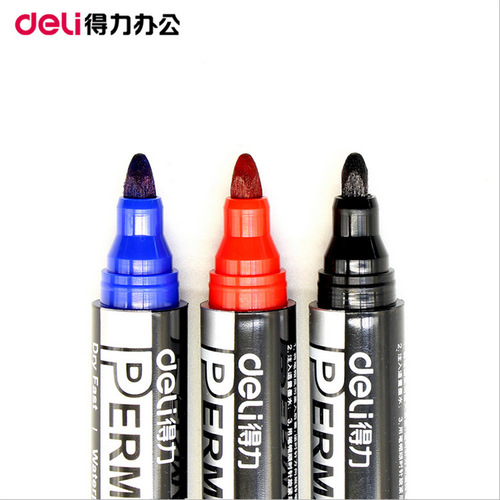 得力S552可加墨记号笔粗头不/掉色油性物流标记笔1.5mm大头光盘笔