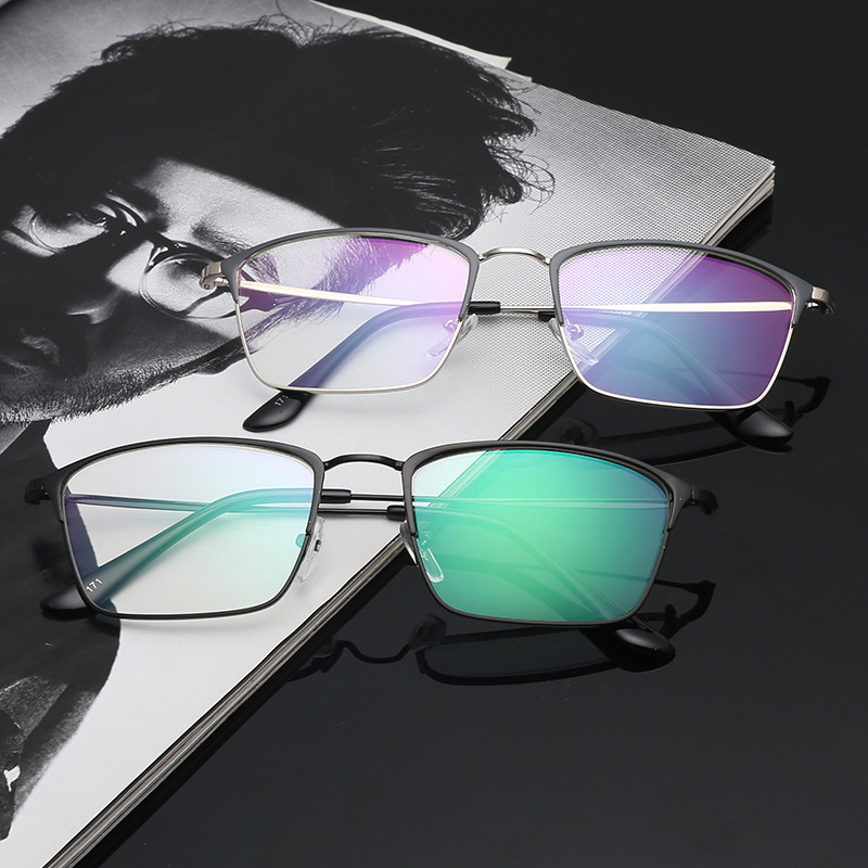 2017 New Anti-blue radiation glasses men's and women's myopia glasses frame retro half frame eyebrow flat lens point paint