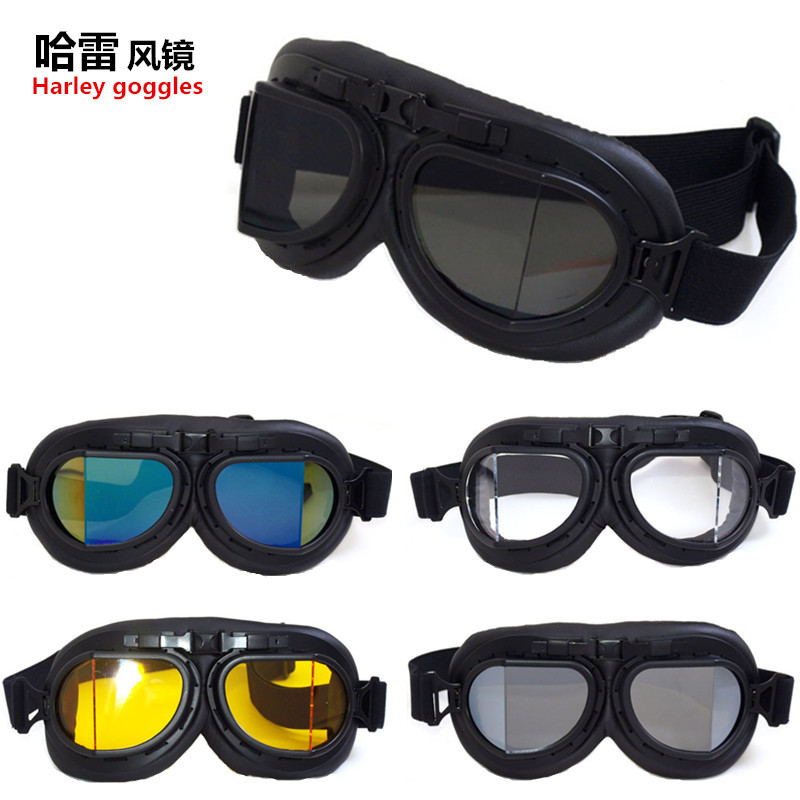 防飛沫眼鏡摩托車哈雷風鏡戶外折角護目鏡防風防水J08全黑色框眼