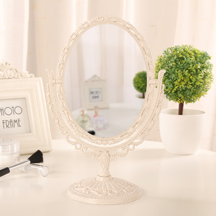 Amor de estilo europeo de doble cara espejo de maquillaje espejo de escritorio portátil espejo dormitorio belleza espejo de aumento princesa espejo grande