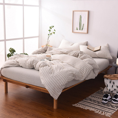 纯棉四件套全棉针织床品套件天竺棉1.81.5米床上被套床单床笠枕套|ms