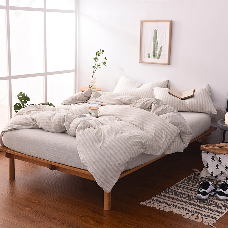 pure cotton Four piece suit Cotton knitting bedding Kit Tianzhu cotton 1.81.5 The bed Quilt cover sheet Bed cover pillow case