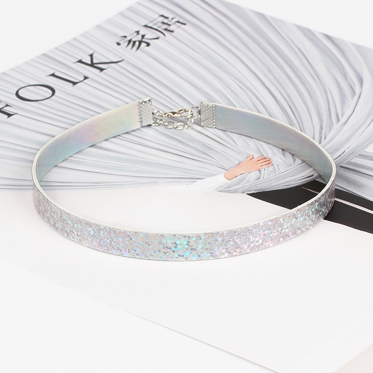 Mode Neue Halsband Doppelseitige Laserlicht Halskette Halskette Schmuck display picture 3