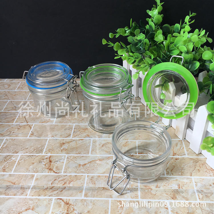 厂家供应 500毫升方形圆形不锈钢卡子  圆形压机玻璃盖 定做logo