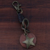 Retro bronze keychain handmade, fashionable trend pendant, genuine leather, wholesale