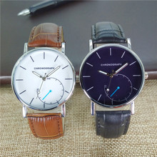 现货批发男士手表 三眼六针商务男士皮带 蓝光表镜玻璃 一件代发