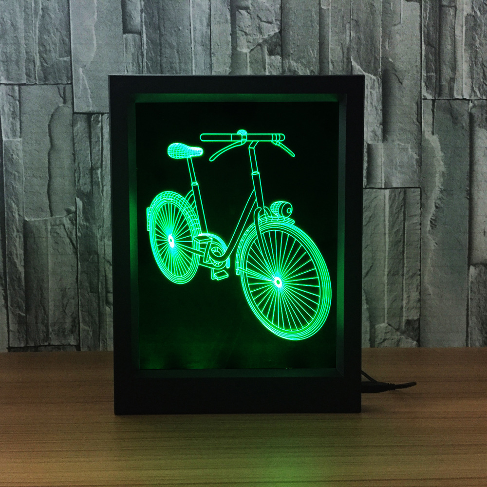 创意 3D相框灯 吉他 萨克斯 闹钟 相机 单车