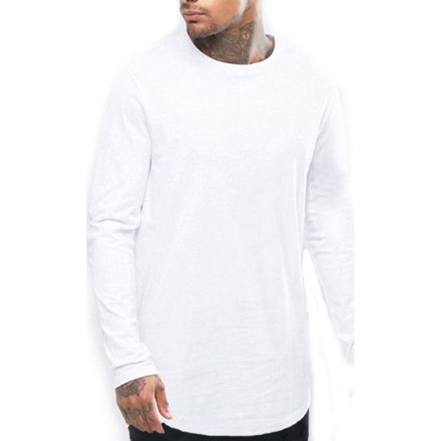 Long sleeve European hip hop zipper long sleeve T-shirt high street circular arc round neck top