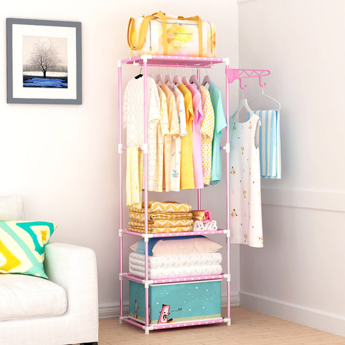 Yaruifan simple coat rack floor-standing clothes rack thickened steel pipe assembly simple modern storage rack