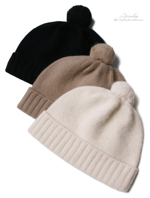 APCSHOP18 意大利客户定制精选白山羊绒针织手工剪绒毛球帽子|ms