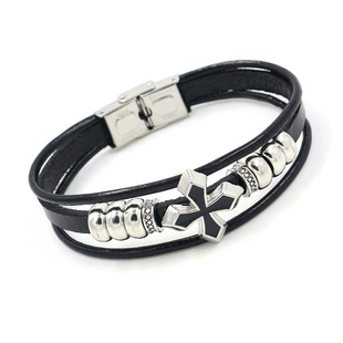 New Metal Titanium Steel Leather  Gold Anchor Stainless Steel  Bracelet display picture 2