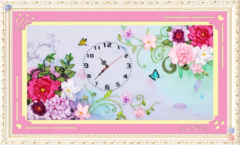 Oujin nianhua Bordado Cinta de Color Directo Fábrica impresión colgante pintura feliz reunión reloj Sala estar decoración entrada