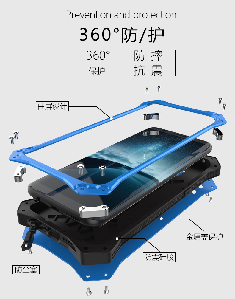 R-Just Gundam Water-resistant Shockproof Dirt-proof Snow-proof Premium Armor Heavy Duty Metal Protective Case Cover for Samsung Galaxy S8 Plus & Galaxy S8