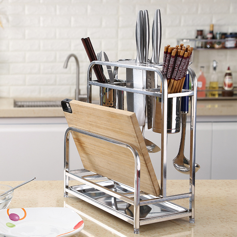 厨房用品置物架 不锈钢刀架 多功能砧板架收纳刀具支架厂家批发