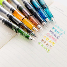 批发定制透明示范大容量活塞钢笔金粉彩墨钢笔EF尖F尖笔杆灌墨