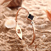 Golden black women's bracelet stainless steel, accessory, Japanese and Korean, 18 carat, pink gold, four-leaf clover