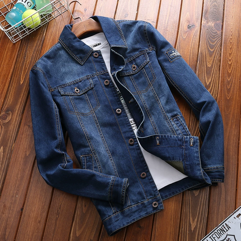 Брендовая Мужская джинсовая куртка, Повседневная Ретро-куртка с лацканами больших размеров, модная мужская куртка