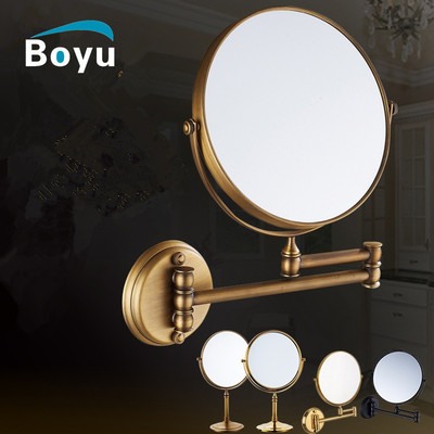 美容镜仿古浴室化妆镜折叠酒店卫生间旋转伸缩镜子双面放大壁挂|ms