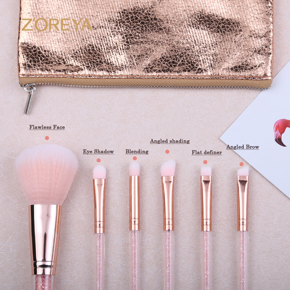 Factory Spot Processing Custom Wholesale Holiday Gift Makeup Brush Bag Crystal Makeup Brush Pink Makeup Brush Set display picture 11